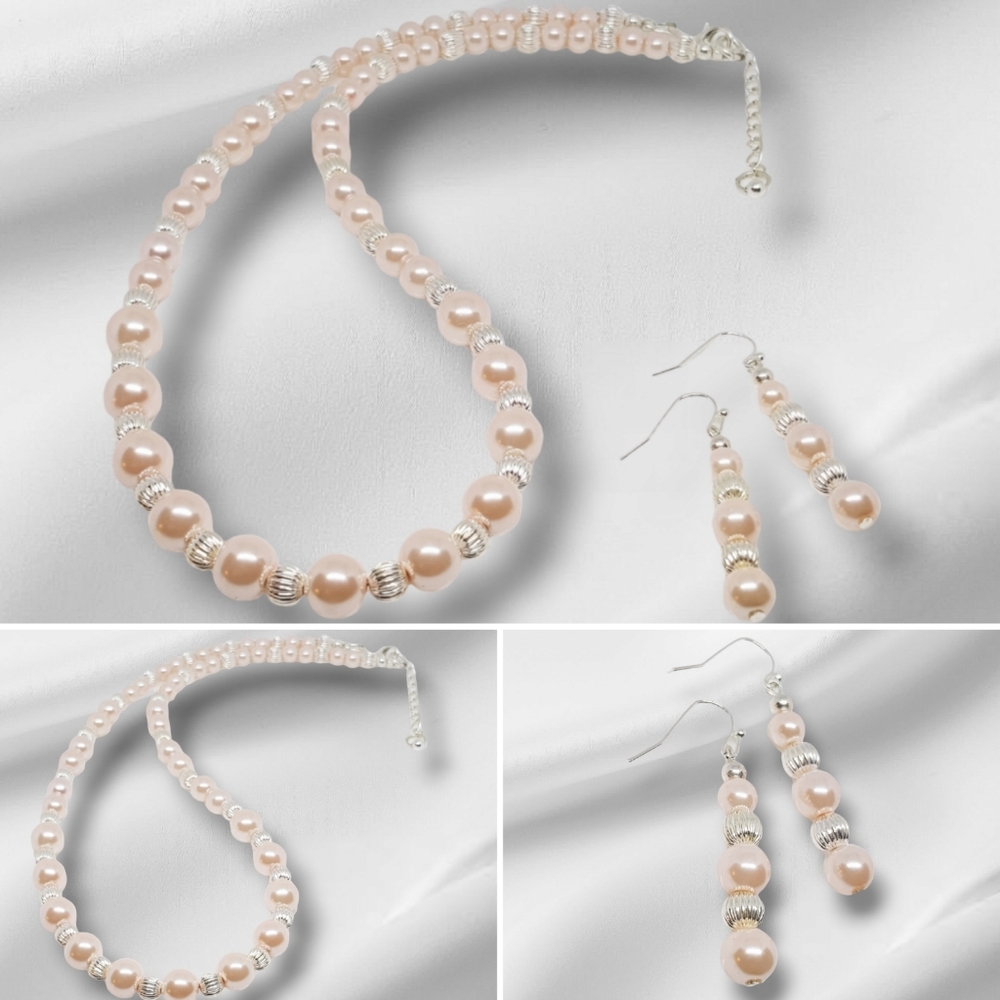 Light Pink Glass Pearls Duo Set
